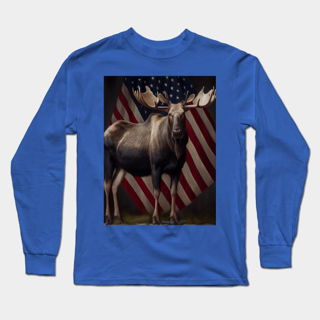 American Moose Long Sleeve T-Shirt by ABART BY ALEXST 